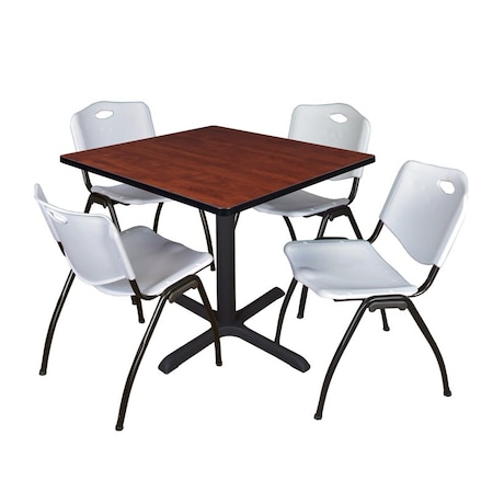 Cain Cain Square Table & Chair Set, Wood, Metal, Plastic Top, Cherry TB3636CH47GY